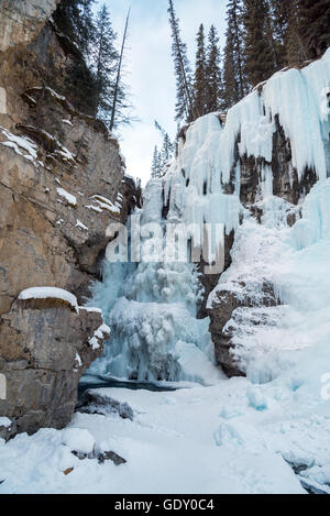 Percorso a Johnston cascata nel Parco di Banff, Alberta, Canada Foto Stock