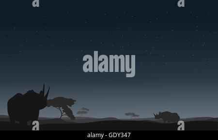 Silhouette di rhino lonely Illustrazione Vettoriale