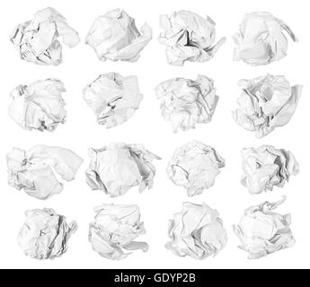 Set di carta isolato sfere su sfondo bianco Foto Stock
