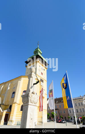 Retz: Town Hall e la gogna, Austria, Niederösterreich, Bassa Austria, Weinviertel Foto Stock