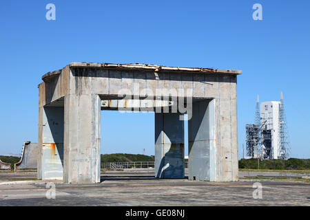Geografia / viaggi, STATI UNITI D'AMERICA, Florida, Cape Canaveral, Kennedy Space Center, il trampolino di lancio dell' Apollo 1', scena del disastro incendio del 1967, Additional-Rights-Clearance-Info-Not-Available Foto Stock