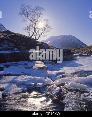 Scena invernale di Glen Etive, Argyll Foto Stock