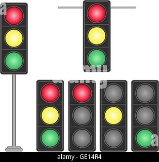 Semaforo isolato su sfondo bianco. Illustrazione Vettoriale