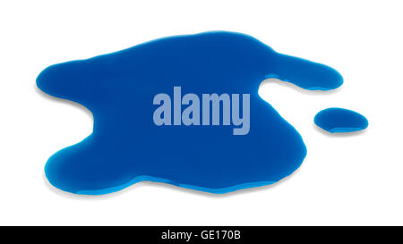 Blue Water Color Spill isolati su sfondo bianco. Foto Stock