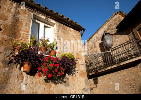 I pedoni saliscono le scale in un passaggio illuminato da cartelli al neon in una giornata piovosa a Venezia, Italia Foto Stock