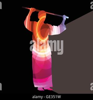 Formazione di Kendo sport silhouette uomo vettore illustrazione sfondo concetto colorato trasparente forme curve Illustrazione Vettoriale
