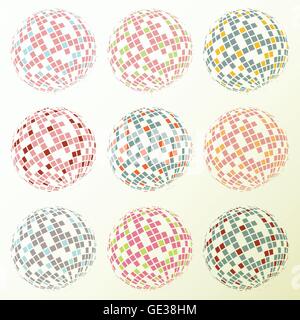 Discoteca sfere insieme retrò sfondo vettoriale per poster Illustrazione Vettoriale