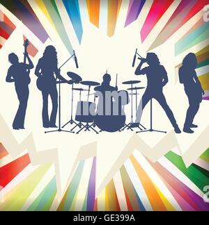 Concerto rock band sagome burst vettore di sfondo Illustrazione Vettoriale