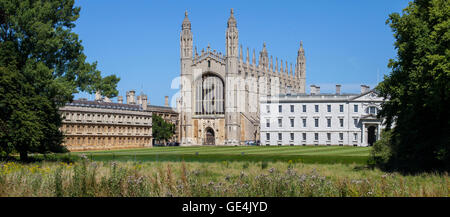 Una vista panoramica della storica King's College di Cambridge, UK. Foto Stock