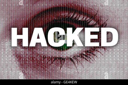 Hacked occhio guarda al concetto del visualizzatore. Foto Stock