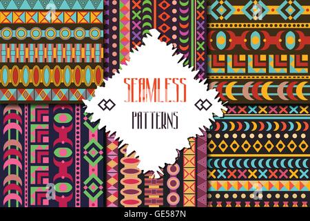 Set di seamless motivi geometrici Illustrazione Vettoriale