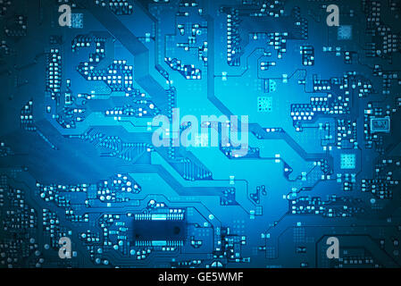 Close up di blu e di scheda di circuito Foto Stock