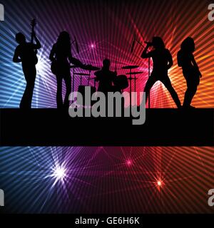 Rock band sfondo vettoriale con luci al neon Illustrazione Vettoriale