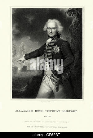 Ritratto di Ammiraglio Alexander cofano, primo Visconte Bridport un ufficiale della British Royal Navy durante la Rivoluzione Francese W Foto Stock