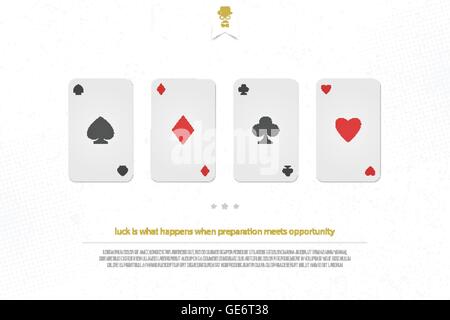 Set di carta da gioco tute isolati su sfondo bianco. vettore design banner. cuori, picche, diamanti e club simbolo. casino Illustrazione Vettoriale