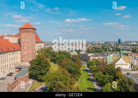 Vista della città di Cracovia in Polonia Foto Stock