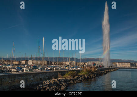 Fontana Jet d'Eau a Ginevra in Svizzera Foto Stock