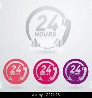 Supporto e assistenza - intorno all'orologio o 24 ore una icona day Illustrazione Vettoriale