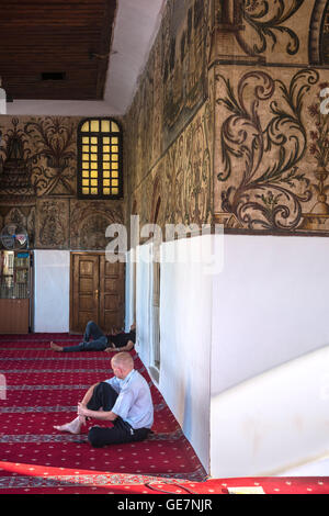 Interno del Et'Hem Bey Moschea di Piazza Skanderbeg, Tirana, Albania, Foto Stock