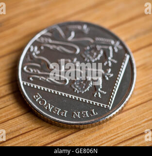 British 10p pence moneta valuta sterlina Foto Stock