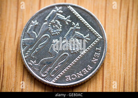 British 10p pence moneta valuta sterlina Foto Stock