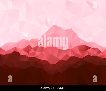 Bassa poli geometrica con sfondo rosso montagne Illustrazione Vettoriale