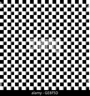 Illusoria sfondo monocromatico con mosaico di piazze. Perfettamente ripetibile schema bianco e nero. Illustrazione Vettoriale