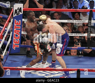 Las Vegas, Nevada, USA. 23 Luglio, 2016. WBO Welterwieight campione del pugilato Terrence Crawford sconfigge WBC welterweight campione del pugilato Viktor Postol via 12 round decisione sulla luglio 23, 2016 a MGM Grand Arena di Las Vegas NV © Marcel Thomas/ZUMA filo/Alamy Live News Foto Stock