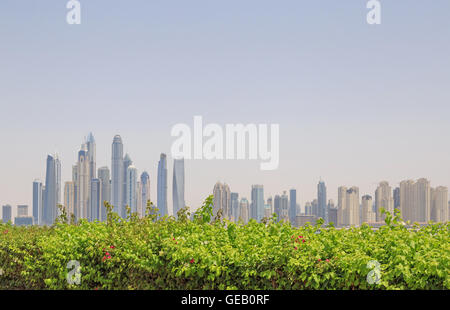 Paesaggio urbano del quartiere Marina di Dubai Foto Stock