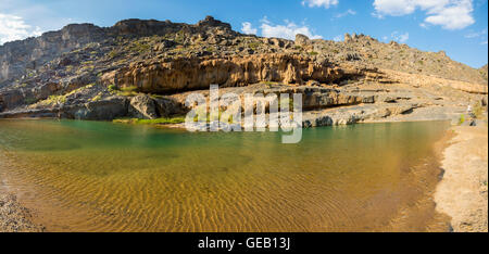 Oman, Al Dhahirah Regione, Al montagne Hajar, Wadi Damm Foto Stock