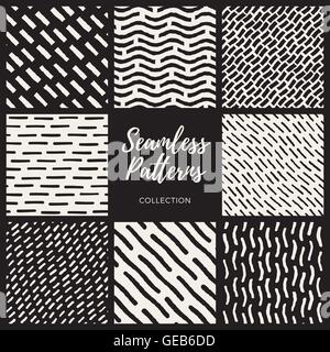 Set di vettore di nove linee senza soluzione di continuità la raccolta modelli Illustrazione Vettoriale