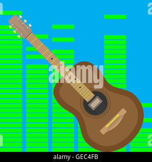 Chitarra acustica isolato. Musica rock. Illustrazione Vettoriale Foto Stock