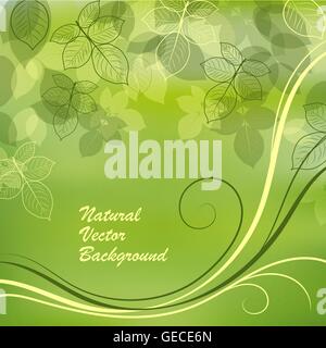 La natura dello sfondo con foglie verdi . Illustrazione Vettoriale
