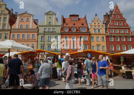 Prodotti locali e artigianato Mercato, piazza Solny, Wroclaw, Slesia, Polonia. Foto Stock