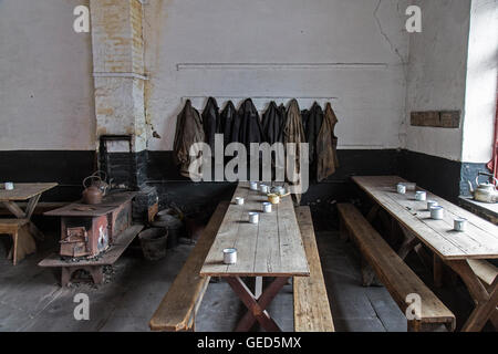 All'interno della mensa a livello nazionale Museujm Sate a Llanberis, Galles. Il museo è impostato in abbandonato Dinorwic cava di ardesia. Foto Stock