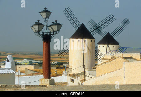 Mulini a vento, Campo de Criptana, Ciudad Real Provincia, Castilla-La Mancha,il percorso di Don Chisciotte, Spagna Foto Stock