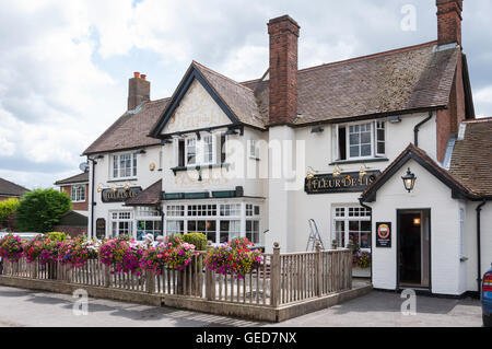 Fleur de Lis Pub, il Comune, Stokenchurch, Buckinghamshire, Inghilterra, Regno Unito Foto Stock