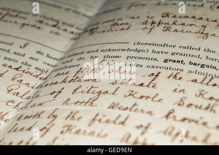 Documento di antiquariato, andando in 1920 Foto Stock