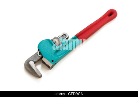 Chiave a tubo su sfondo bianco Foto Stock