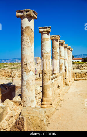 Paphos Parco Archeologico con colonne antiche Foto Stock