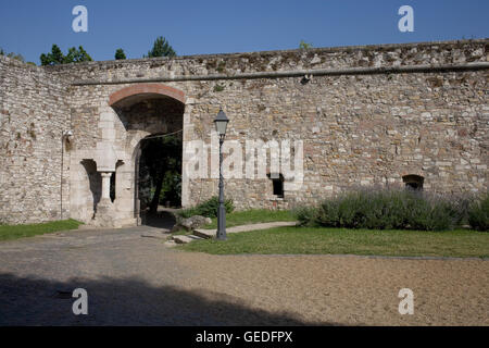 Le pareti e il gateway del cortile esterno al castello di Buda Foto Stock