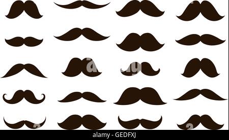 Impostare mustaches isolati su sfondo bianco. Illustrazione Vettoriale Illustrazione Vettoriale