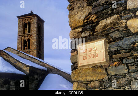 Chiesa di Santa Maria.chiesa romanica. Taüll. Boí valley.provincia di Lleida. La Catalogna. Spagna Foto Stock