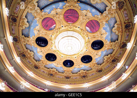 Soffitto del Gran Teatre del Liceu opera house, La Rambla, Ciutat Vella, Barcelona, Spagna Foto Stock