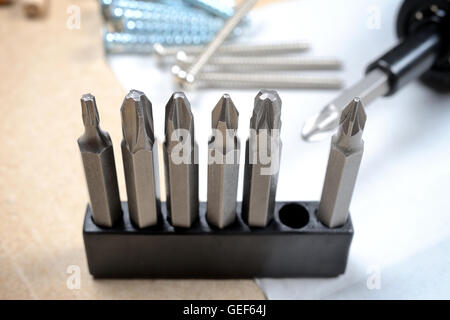 Closeup molti tipo di cacciavite Foto Stock