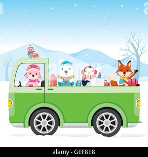 Animali di prelevare la guida per viaggiare, Attività inverno, stagione, vacanze Illustrazione Vettoriale