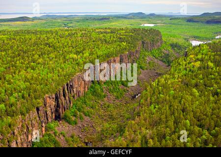 Geografia / viaggi, Canada Ontario, Ouimet, vista aerea del Ouimet Canyon nel Ouimet Canyon Parco Provinciale, Ontario, Foto Stock