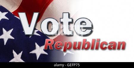 Messaggio di voto con bandiera americana in background. Foto Stock