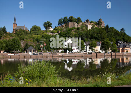 Il castello di Saarburg, Saarburg, Renania-Palatinato Foto Stock