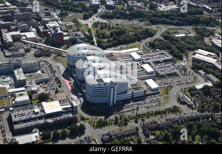 Vista aerea del Queen Elizabeth Hospital di Birmingham, Regno Unito Foto Stock
